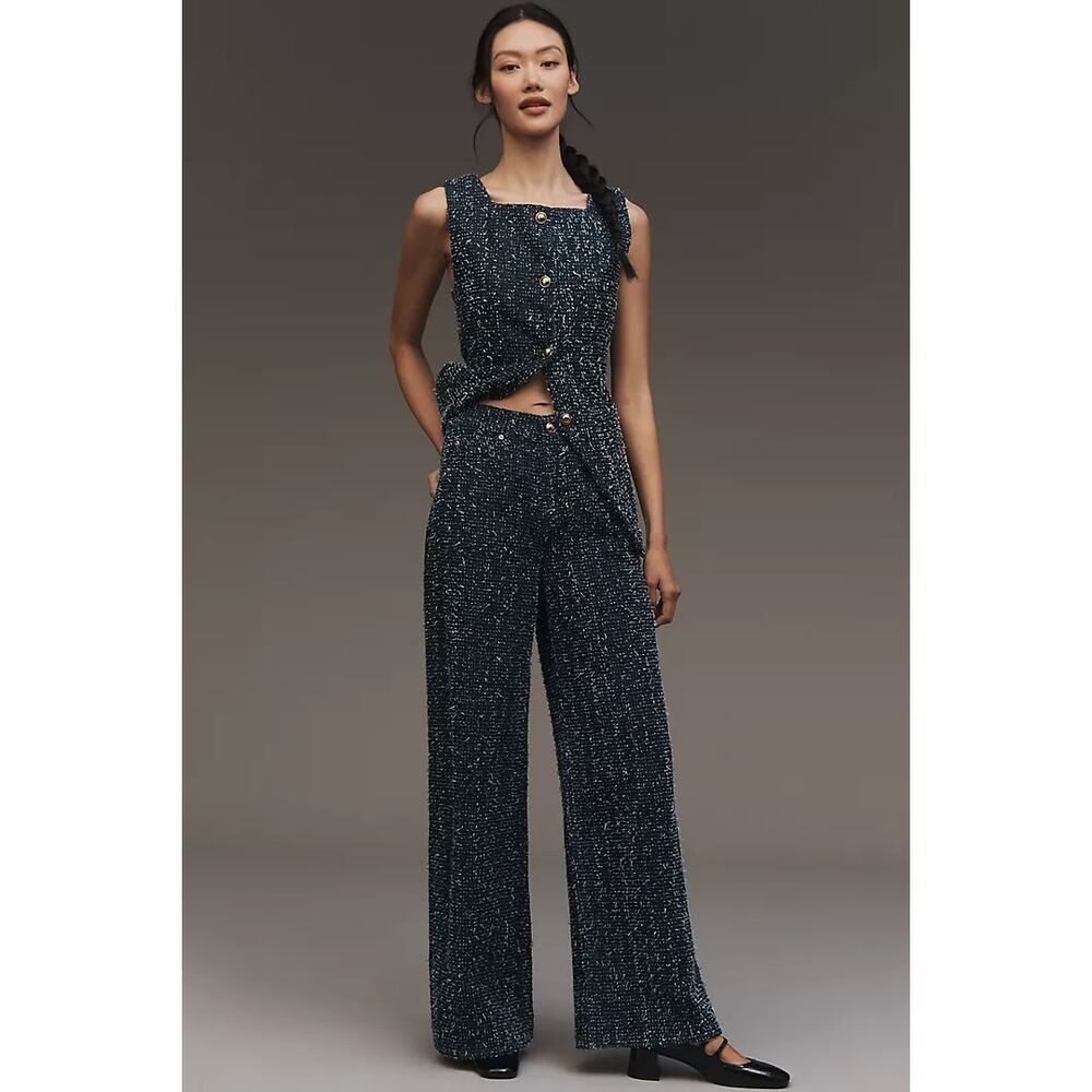 Anthropologie The Skater Needlepoint High-Rise Wide-Leg Jeans by Maeve Size 26